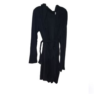 MENS soft black fleece bathrobe